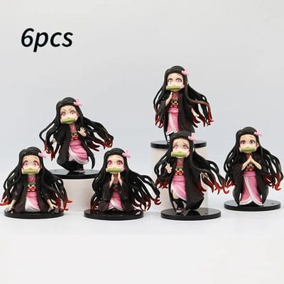 Anime Demon Slayer Kimetsu no Yaiba figuur Kamado Tanjirou Actiefiguur Agatsuma Zenitsu Nezuko Krijger PVC Model Speelgoed black
