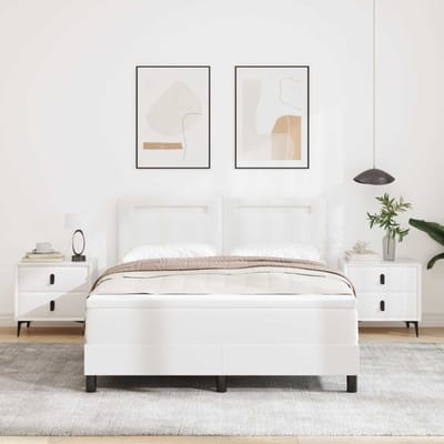 vidaXL - Boxspring - bed - met - hoofdeinde - Wit - 160 - x - 200 - cm - Kunstleer