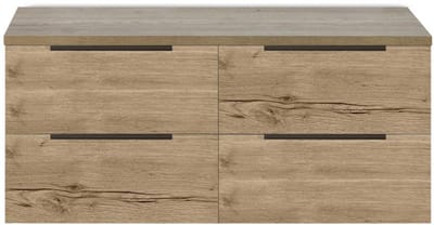 Seville Badmeubelset 120 cm - 4 Laden - Wastafelblad Natuur Eiken Edge Greep