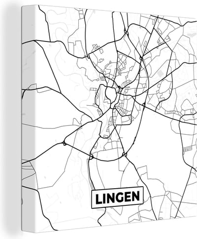Canvas Schilderij Lingen - Stadskaart - Plattegrond - Kaart - 20x20 cm - Wanddecoratie
