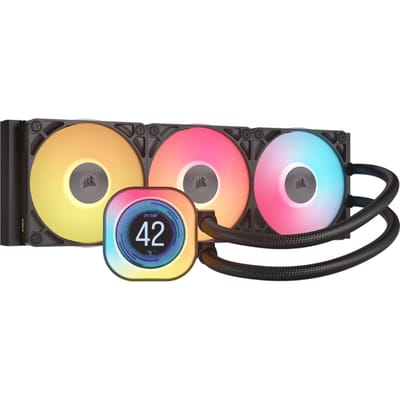 CORSAIR iCUE Link TITAN 360 RX LCD CPU Vloeistofkoeler - 360 mm Radiator - 3x RX120 RGB-fans -Zwart (Geschikt voor LGA 1851/1700, AMD AM4/AM5 - Inclusief iCUE LINK-Systeemhub)