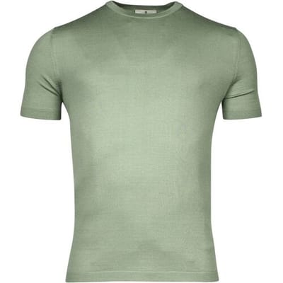 Thomas Maine Trui Fine Merino Crew Neck Short Sleeve Single Knit Licht Groen / male