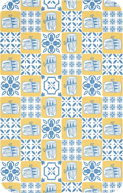 WC mat 50x80 cm - Antislip - Patroon - Tegel - Geel - Blauw - Toiletmat - Vloermat - Douchemat - Toilet tapijt - Toiletmatten