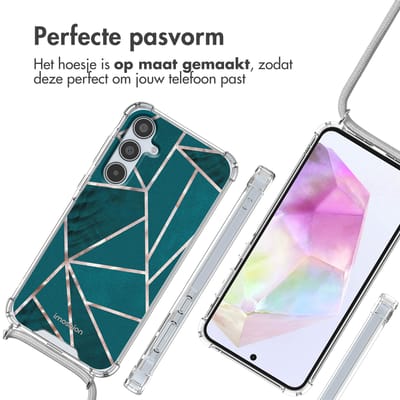 imoshion Hoesje - Geschikt voor Samsung Galaxy A35 - Design Hoesje met Koord - Petrol Green Graphic
