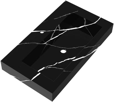 Brauer Coral Wastafel - 80 cm - met 1 Spoelbak en 1 Kraangat - Marmerlook Nero Marquina