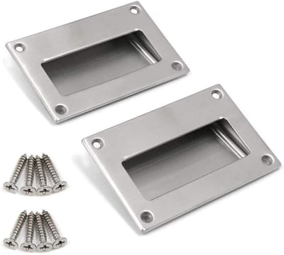 Set van 2 Ingebouwde Rechthoekige Schuifdeurgrepen, 5" x 3 1/4" RVS Vingers, Verborgen Handgreep voor Lades en Keukenkasten, Ideaal voor Modern Interieur