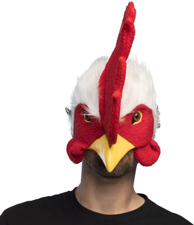 Boland - Pluchen masker Haan Wit - Volwassenen - Vogel - Grappig en Fout - Carnaval - Themafeest