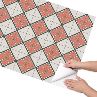 Coloray Meubel Wrap Folie - Oranje Meubelfolie - 75x150 cm - Meubelfolie Zelfklevend Schaakbord van tegels - Wrapfolie Keuken - Geometrische Meubelfolie - Decoratiefolie - Tafeldecoratie - Achtergronden en patronen