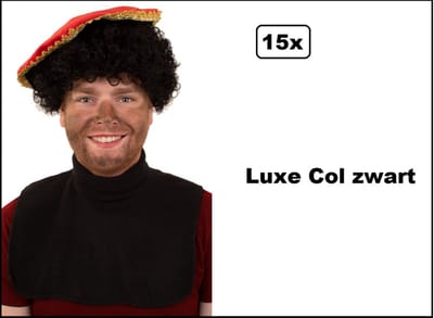 15x Luxe Pieten col zwart - Pieten col Sinterklaas feest pieten kraag festival thema feest party