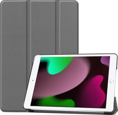 Hoes - Geschikt voor Apple iPad 9 (2021) - 10.2 inch - 9e Generatie - Dun & Stevig - Trifold Bookcase - Hard Cover - Hardcover Book Case - Tablet Hoesje - Grijs