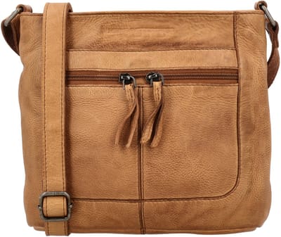 Hide & Stitches Paint Rock Crossbodytas - Leren Tas - Schoudertas - Compacte Tas - Verstelbare Schouderband - Voorvakken - Leren Dames Tas - Cognac