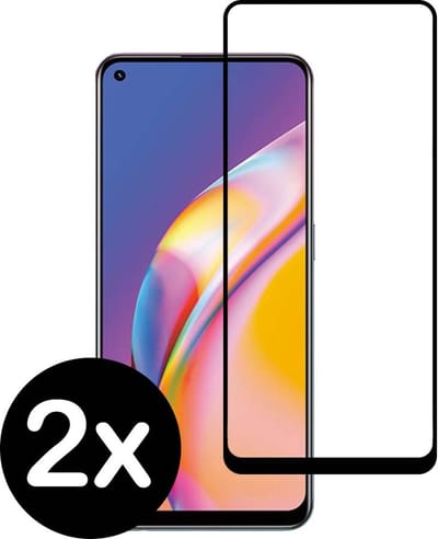 Smartphonica Full cover glass screenprotector voor Oppo A94 van gehard glas met afgeronde hoeken - 2 stuks geschikt voor Oppo A94