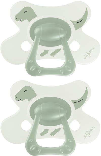 Difrax Fopspeen Natural - 18+ Maanden - Dino - Groen - 2 Stuks