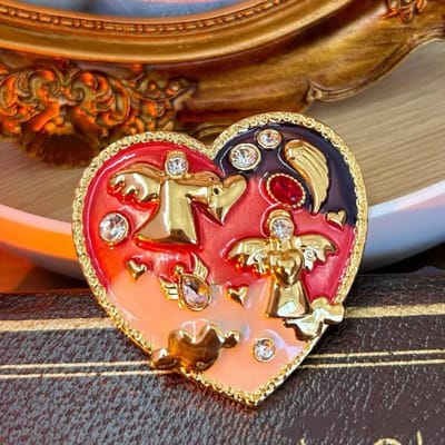 Vintage Klassiek Dames Heren Zware Industrie Kristal Broche Badges Midden Stijl Unisex Strass Exquise Speld Accessoires Cadeau red