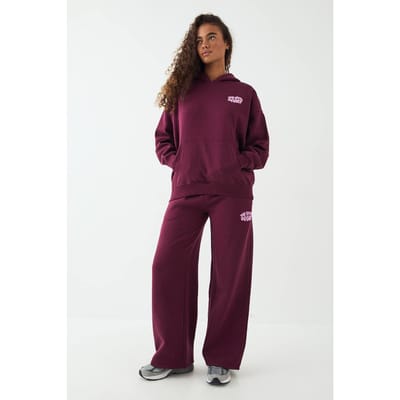 Dames DSGN Studio Sport Bubble Rechte Pijp Joggingbroek | Pruim | Maat: XL