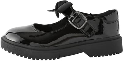 Next - Meisjes - Stoere Mary Jane-schoolschoenen met strik en wijde pasvorm (G) - Zwart
