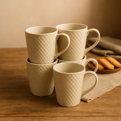 Mok - Mokken set van 4 - Mokken met oor - Mokken kleur Accent Warm Sunshine