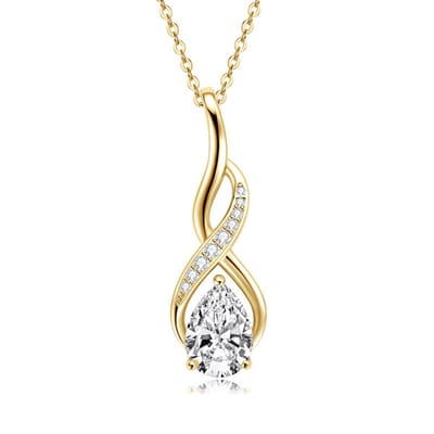 Lumici® Exclusive | Imperial Oval Moissanite Ketting - 2.00 Carat - 7x10MM Ovaal - GRA Gecertificeerd - Geelgoud Verguld S925 - Luxe Halo CZ - Voor Haar - Moederdag - Valentijnscadeau - Verrassing - Goud & Witgoud
