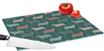 Glazen Snijplank - 39x28 - Patronen - Hert - Groen - Snijplanken Glas