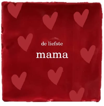 Gekleurd tegeltje - De liefste mama - Rood - Moederdag cadeau - Handgemaakte tegel | Spreuktegel | Tegeltjes met Spreuken | Tegeltjeswijsheid | Tegeltje tekst | Origineel cadeau