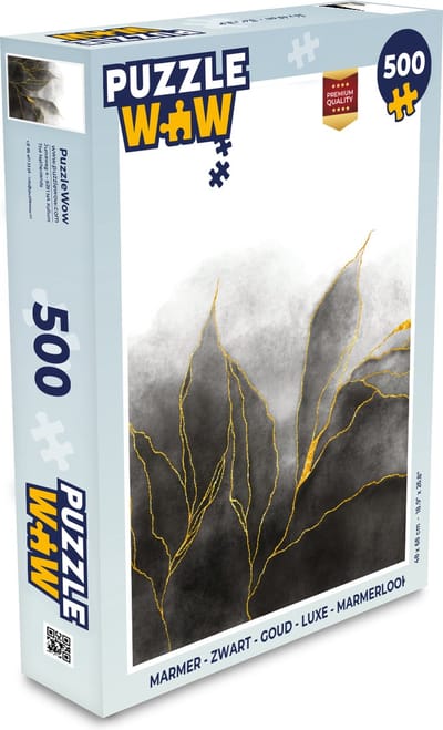 Puzzel Marmer - Zwart - Goud - Luxe - Marmerlook - Legpuzzel - Puzzel 500 stukjes