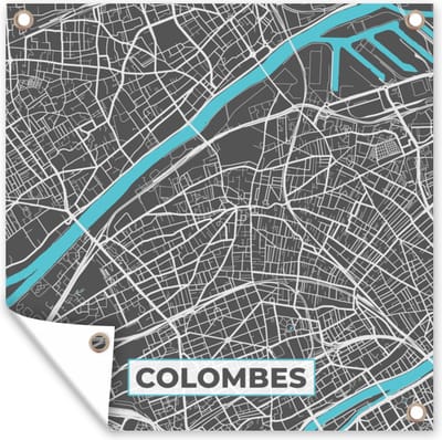Tuin poster Colombes - Kaart - Plattegrond - Frankrijk - Stadskaart - 200x200 cm - Tuindoek