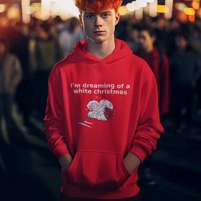 Lekker Waus Foute Kerst Hoodie Rood - I'm Dreaming Of A White Christmas - Maat XS - Kerst Outfit Dames & Heren
