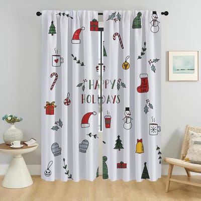 Verduisterende Keukengordijnen voor Woonkamer Gordijn voor Kamer 2 Panelen Kerst Shades Halloween Decoratie Scheidingswand W50xH70cmx2pcs-CL