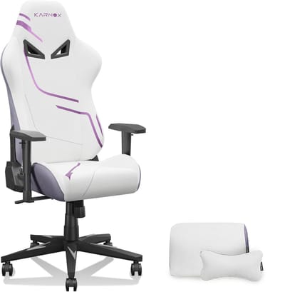 KORNOX - Gamingstoel - Stoffen bekleding - Hoogteverstelbaar - Hoofd- & lendensteun - WhitePurple