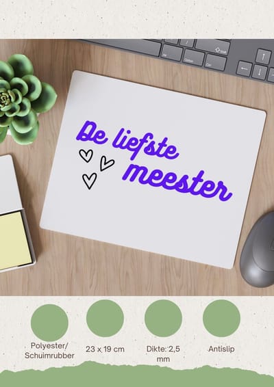 Akyol - de liefste meester Muismat - Meester - de liefste meester - meester - verjaardagscadeau - verjaardag - cadeau - afscheidscadeau - geschenk - leuke cadeau - kado - gift - meesterdag - 23 bij 19 cm