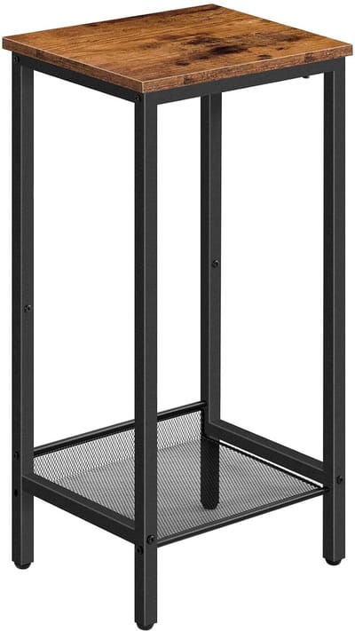 TRANKIELO® - Industriële Bijzettafel – Hoog en Verstelbaar – Slank Design – Ideaal voor Woonkamer of Kantoor – Donkerbruin