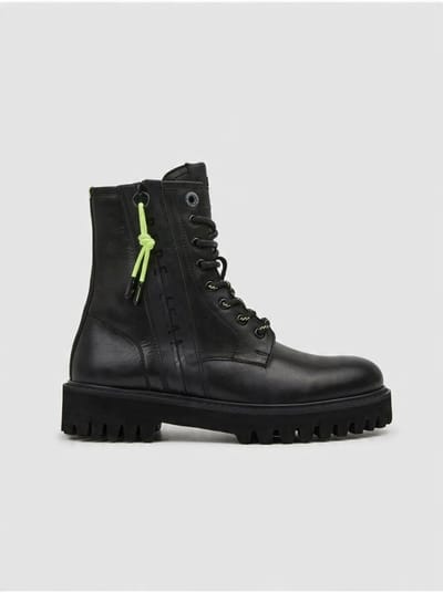 Pepe Jeans - Leren Dameslaarzen - Zwart - Enkellengte - Maat 41