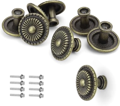 Vintage Kastknoppen Set van 8 Stuks - 32mm Trekkers voor Keuken, Badkamer en Kasten met Schroeven