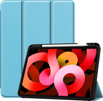 Hoesje Geschikt voor Apple iPad Air 5 (2022) - 10.9 inch - 5e Generatie - M1 - Dun & Stevig - Trifold Bookcase - Hard Cover Case - Met Uitsparing Geschikt voor Apple Pencil - Hardcover Book - Tablet Hoes - Lichtblauw