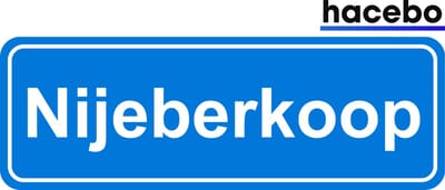 Hacebo - Plaatsnaam Sticker - 29x10 CM - Nijeberkoop sticker - Verkeersborden sticker - grappige cadeaus - Nijeberkoop