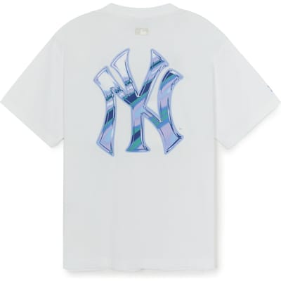 MLB New York Yankees Basic Serie SS25 Achterkant Groot Logo Mode Graffiti Print Los Veelzijdig Eenvoudig Rond Hals Korte Mouw T-shirt 3ATSB6353-50WHS XL gray