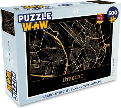 Puzzel Kaart - Utrecht - Luxe - Goud - Zwart - Legpuzzel - Puzzel 500 stukjes