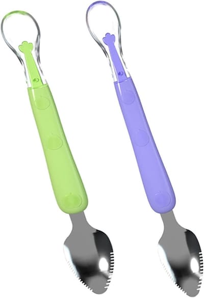 Siliconen Lepels voor Baby's en Peuters, BPA-vrij, Geschikt voor Fruit en Aardappelpuree, Vaatwasser- en Vriesbestendig, 2 Stuks, 4 Maanden en Ouder