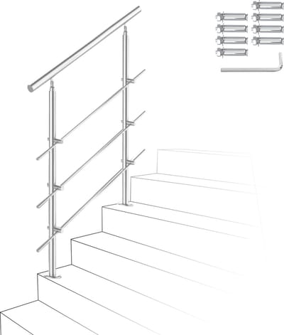 Trapleuning Roestvrij Staal - Balkon Reling - Veiligheid Vergroten - Verstelbare Hoek - 80 cm Lengte - Geborsteld
