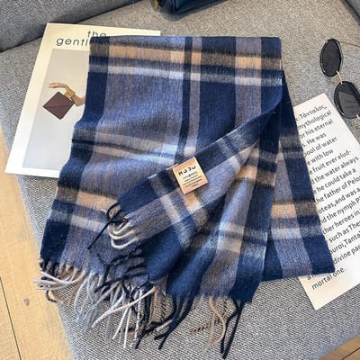 Wol Dames Sjaal Luxe Kasjmier Winter Deken Wikkels Casual Geruite Print Pashmina Bufanda Reis Poncho Sjaals Echarpe 32x180cm gray