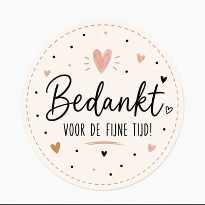 20x Sluitsticker Bedankt voor de fijne tijd - Bedankt fijne tijd - Cadeausticker - Sluitsticker - Rond - 40mm - 20 stuks - Wensetiket - Afscheid - Basisschool - Uitdelen - Traktatie - Uitdeeltraktatie - Collega