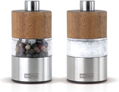 AdHoc Acia Mini Peper en Zoutmolen - Hout - 6,2 cm - 2 stuks