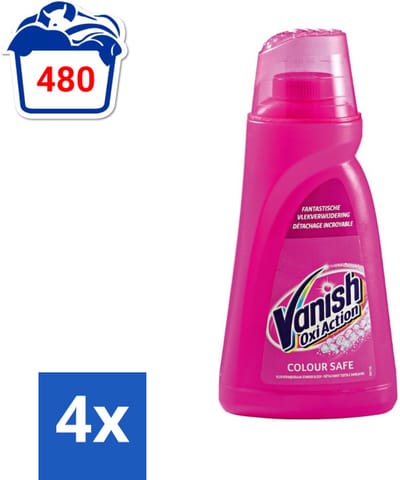 Vanish Oxi Action - Veilige Kleur - Vlekkenverwijderaar Gel - Zonder Bleek - Gekleurde Was - 1 L - Voordeelverpakking - 4 stuks