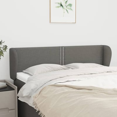 vidaXL - Hoofdbord - met - randen - 147x23x78/88 - cm - stof - donkergrijs