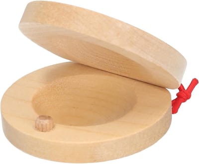 Houten Castagnetten - Muzikaal Speelgoed - Muziek Maken - Glad Veilig Oppervlak - 2 Stuks - Natuurlijk Hout