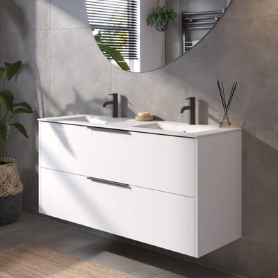Saqu Lima Badkamermeubel Set - 121x51 cm - Voorgemonteerd - Wit - Wastafelmeubel - Badmeubel