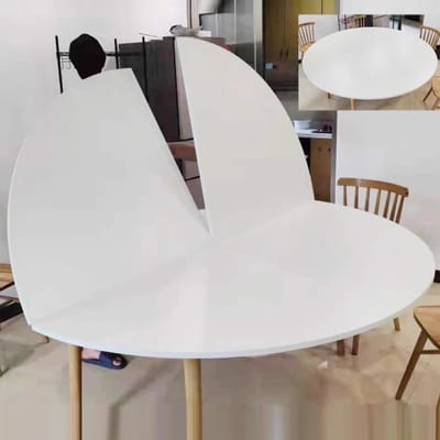 Rond Tafelblad - Opvouwbaar Blad - Extra Ruimte Creëren - Veiligheidsgesp - 120-240 cm - Wit