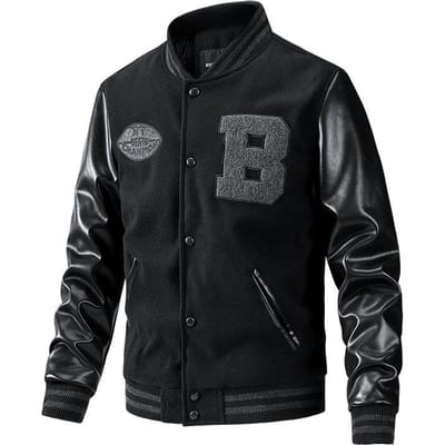 Heren Sportjack Baseballkraag Europese en Amerikaanse Modetrend Bovenkleding Herenkleding M black