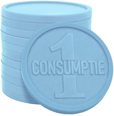 CombiCraft gerecyclede reliëfmunten met 1 consumptie pastel blauw - 250 stuks