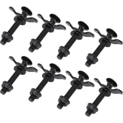 8 stuks M8x60 L-spoor Dubbele Oogbout Draadbout Moer Fitting 6000 lbs Laadvermogen voor Vrachtwagenbak Trailer Pick-up Camper ATV Zwart zwart